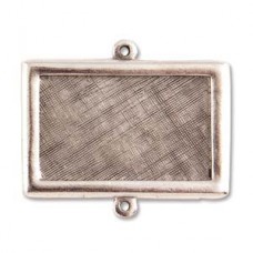 24x36mm Nunn Design Ant Silver Rectangle Horizontal Bezel Link - Each