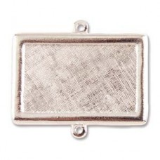 24x36mm Nunn Design Bright Silver Rectangle Horizontal Bezel Link - Each