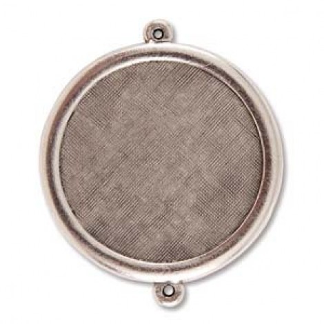 37mm Lge Circle Bezel Frame Pendant Link - Ant Silver