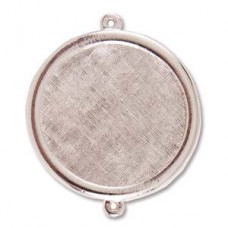 37mm (31mm ID) Nunn Design Large Circle Bezel Frame Pendant Link - Bright Sterling Silver Plated - Each