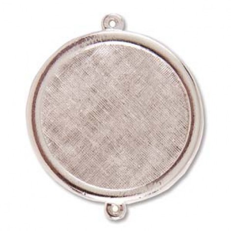 37mm Lge Circle Bezel Frame Pendant Link - Brt Silver