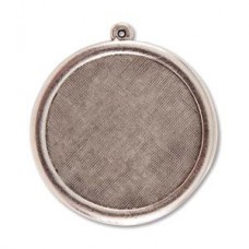 37mm Nunn Design Large Circle Frame - Antique .999 Silver Plated  - Each