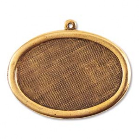 45x35mm Nunn Design Patera Oval Bezel Pendant - Ant Gold - Each