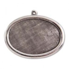 45x35mm Nunn Design Patera Oval Bezel Pendant - Ant Silver - Each