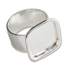 Nunn Design 16mm Silver Plated Square Adj Bezel Ring