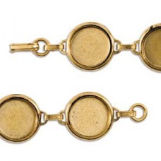 19cm Nunn Design Patera (tm) Large Circle Bezel Bracelet w/Foldover Clasp - Ant 22K Gold Plated - Each
