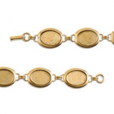 19cm Nunn Design Patera (tm) Large Oval Bezel Bracelet w/Foldover Clasp - Ant 22K Gold Plated - Each