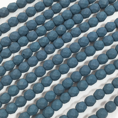 4mm Czech Firepolish Beads - Matte Saturated Navy - Pack of 50