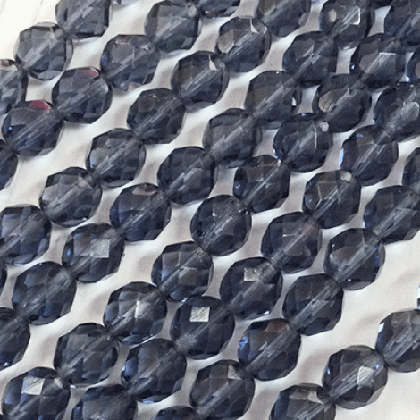 8mm Czech Firepolish Beads - Montana Blue - Pack of 20