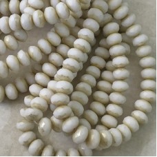 5x3mm Czech Faceted Rondelle Beads - Opaque White with Ivory Finish - Pack of 20