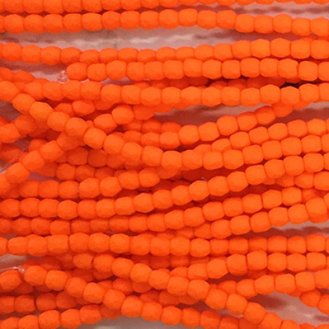 3mm Czech Firepolish Beads - Neon Orange