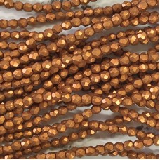 3mm Czech Firepolish Beads - Saturated Metallic Russet Orange