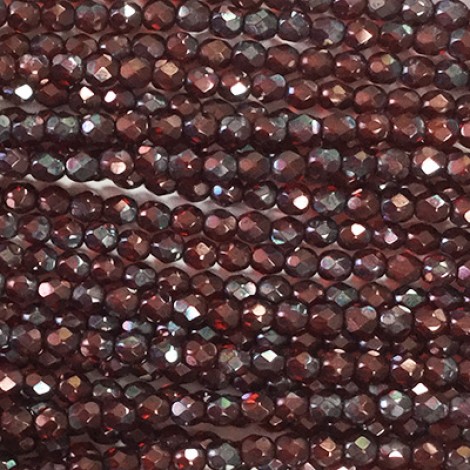 4mm Czech Firepolish Beads - Siam Ruby Vega
