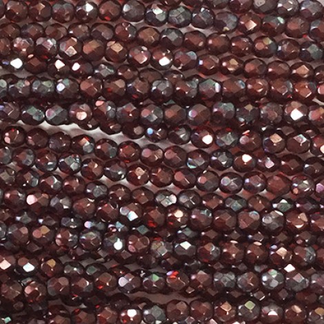 4mm Czech Firepolish Beads - Siam Ruby Vega - Pack of 50
