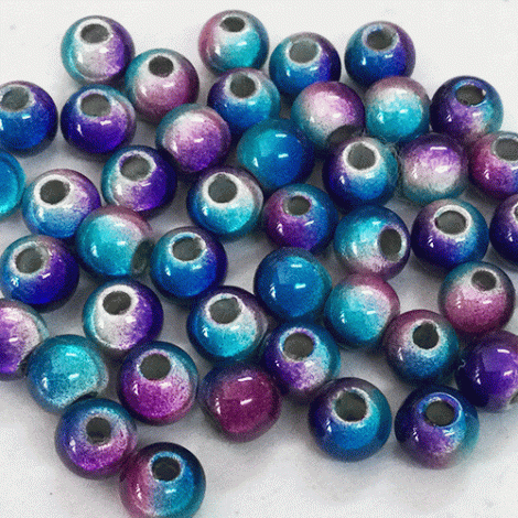 6mm Purple-Pink Two Tone Japanese Miracle Beads - Pack of 10