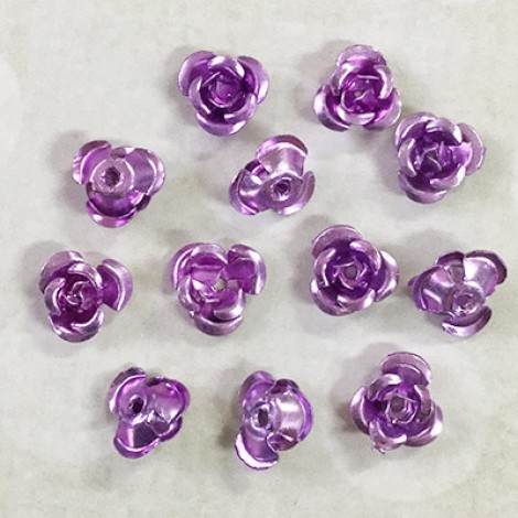 7mm Aluminium Rose Beads - Mauve