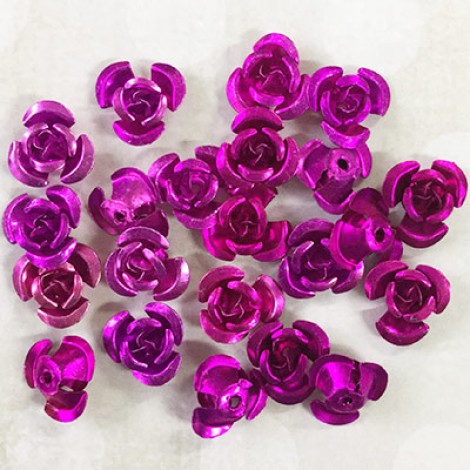 12mm Aluminium Rose Beads - Magenta