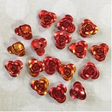 7mm Aluminium Rose Beads - Orange-Red Mix