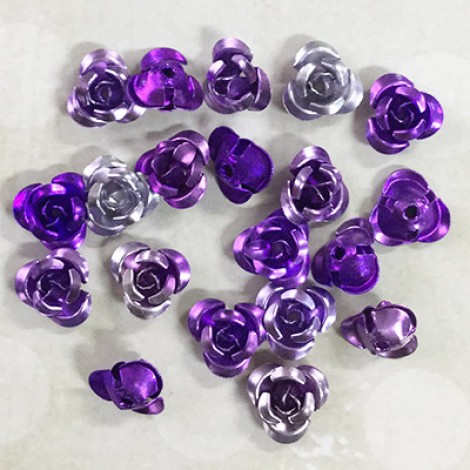 9mm Aluminium Rose Beads - Lavender-Purple Mix