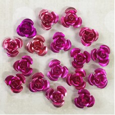 12mm Aluminium Rose Beads -Fuchsia-Pink Mix - Pack of 100