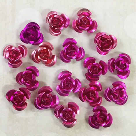 12mm Aluminium Rose Beads -Fuchsia-Pink Mix