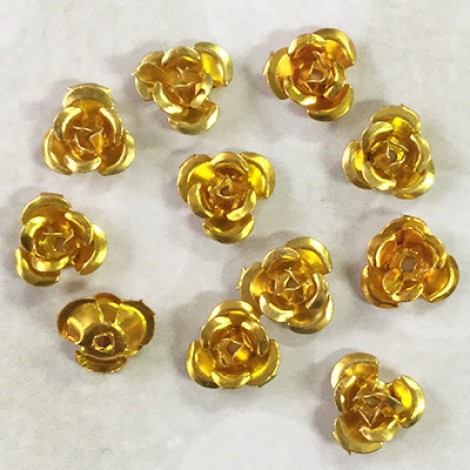 7mm Aluminium Rose Beads - Gold