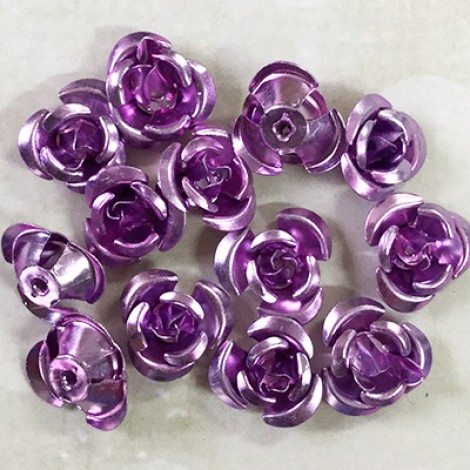 12mm Aluminium Rose Beads - Mauve