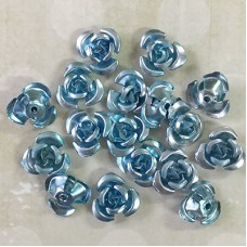 12mm Aluminium Rose Beads - Multi-Toned Aqua - Pack of 100