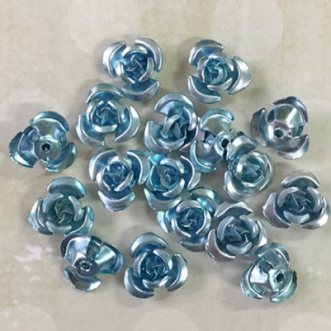 12mm Aluminium Rose Beads - Multi-Toned Aqua
