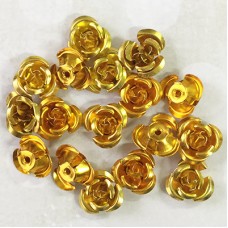 12mm Aluminium Rose Beads - Golden