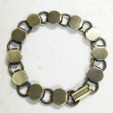7.25" (18cm) Antique Brass 9mm Diam Disc & Loop Bracelet - Each