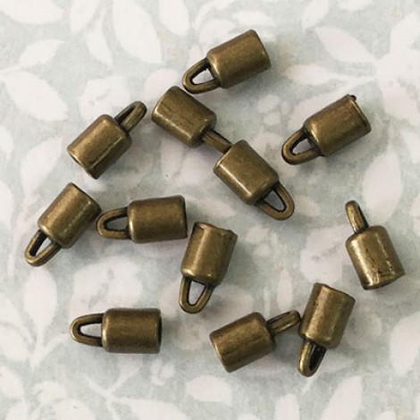 9x4.5mm (3mm ID) Antique Bronze Plated Cord End Caps with Loop