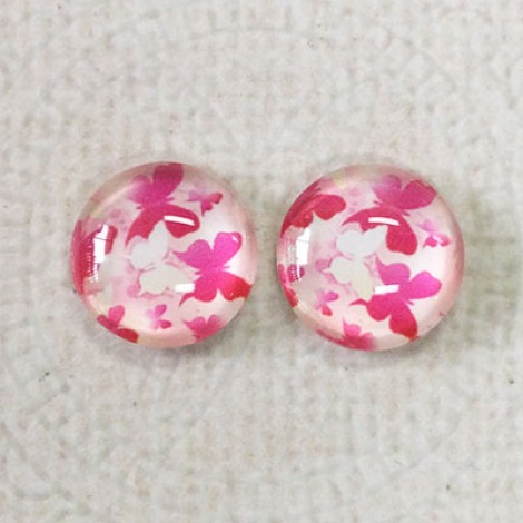 12mm Art Glass Backed Cabochons  - Love Hearts 8