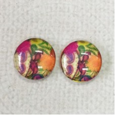 12mm Art Glass Backed Cabochons  - Flowers + Paisley