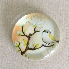 25mm Art Glass Backed Cabochons - Bird on a Tree - Each