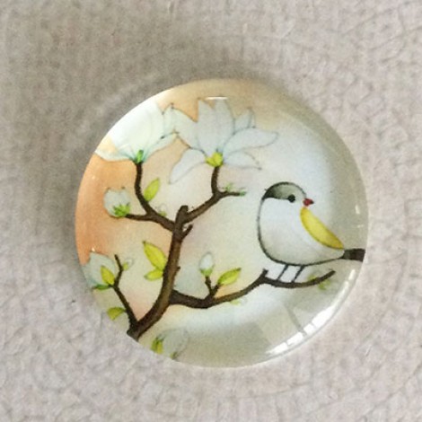 25mm Art Glass Backed Cabochons - Bird on a Tree - Each 25mm Art Glass Backed Cabochons - Bird on a Tree - Each