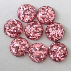 12mm Pink Glitter Resin Cabochons