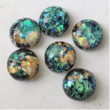 12mm Resin Black with Foil Cabochons