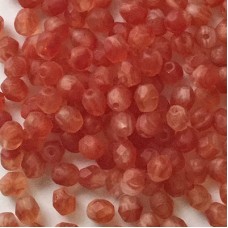 4mm Czech Firepolish Beads - Hurricane Matte Crimson Chrysalis - Pack of 50