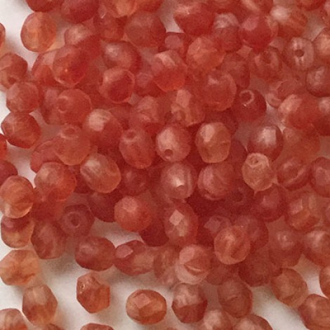4mm Czech Firepolish Beads - Hurricane Matte Crimson Chrysalis - Pack of 50
