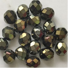 8mm Czech Brown Iris Fire Polished Beads - Pack of 20