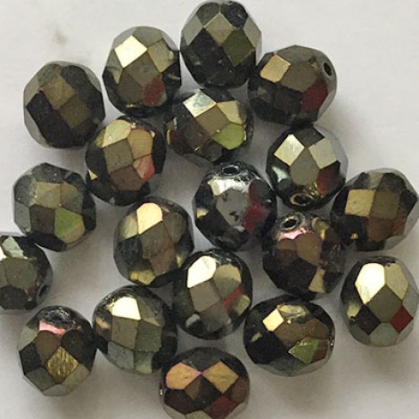 8mm Czech Brown Iris Fire Polished Beads - Pack of 20