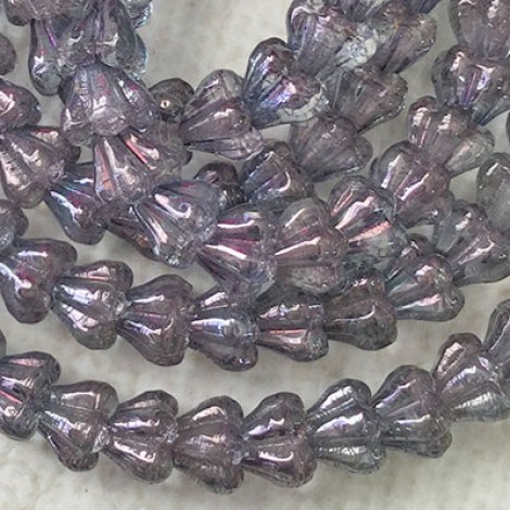 4x6mm Czech Amethyst Lustre Bell Flowers - Pack of 20