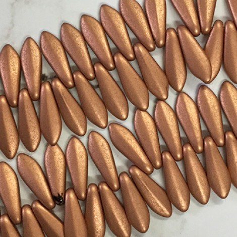 5x16mm Czech Pressed Glass Daggers - Matte Metallic Copper - Pack of 20