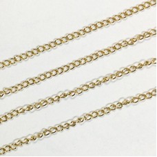 2.5mm Gold Plated 316 High Quality Stainless Steel Flat Curb Chain - 2 metres