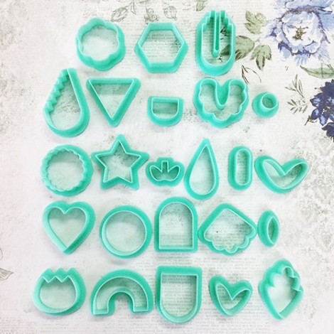 24pc Set of Polymer Clay Earring Drop Cutters - Mint Green - 12mm-35mm