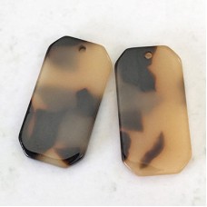 27x13x2mm Tortoiseshell Acetic Acid Resin Rectangle Earring Drop/Pendants - Per Pair
