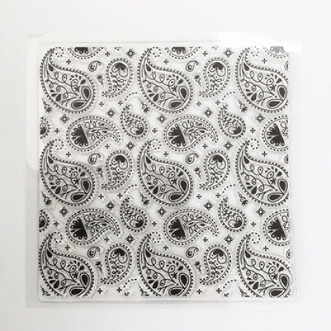 15x15cm Flexible Silicone Polymer Clay Texture Sheet -  Paisley