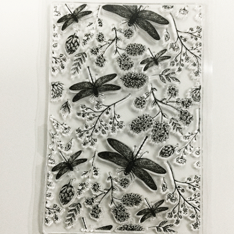 140x95mm Flexible Silicone Polymer Clay Texture Sheet - Dragonflies