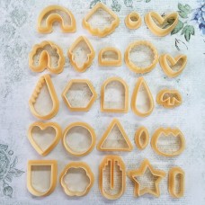 24pc Set of Polymer Clay Earring Drop Cutters - Orange - 12mm-35mm